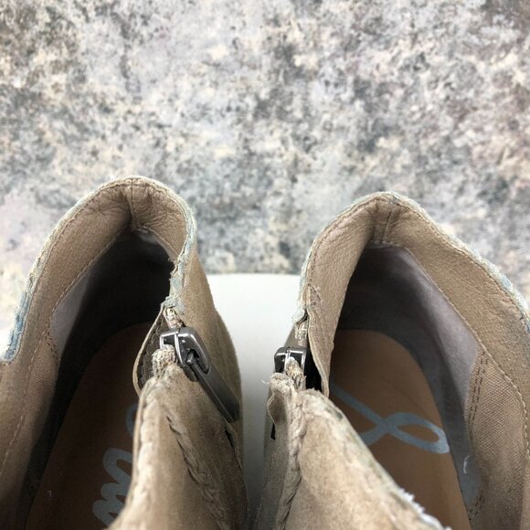 Sam Edelman Women's Size 9.5M Paige Taupe Brown Leather Fringe Ankle Booties - Picture 4 of 15